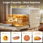 CIARRA 12-in-1 Countertop Steam Oven with Air Fryer, 25.4QT Steam Air Fryer Combo Nosh Oven Pro - Convection Toaster, Bake, Self-Clean, Dehydrate, Ferment, White - Image 5