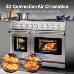 AAOBOSI 48 Inch Freestanding Gas Range Ovens with 7.0 cu.ft Large Capacity Double Convection Ovens, 6 Sealed Burners Plus Iron Grill Burner, Stainless Steel Gas Range Stove with NG/LPG Convertible - Image 5