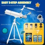 Hawkko Telescope for Adults & Kids – 80mm Aperture 500mm Telescopes for Adults Astronomy, (20X-150X) Portable Refractor Telescope Kit for Beginners with Decorate Stickers, AZ Tripod, Phone Adapter - Image 6