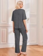 Ekouaer 2 Pack Womens Pajama Sets Short Sleeve Tops and Long Pants Casual Comfy Pjs Lounge Set with Pockets,S-XXL - Image 2