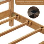 Morden Fort Solid Wood Queen Bed Frame with Headboard and 2 Nightstands,Platform Bed Frame with Knit Upholstered Headboard,Heavy Duty Bed Frame with Wood Slats Support,No Box Spring Needed-Light Brown - Image 4