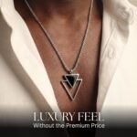 Galis Mens Necklace - Premium Stainless Steel Silver Chain Necklace, Non Tarnish, Chains, Triangle, Cross, Black Enamel, Compass Pendant, Stylish Jewelry - Valentines Gifts for Him 24" - Image 4