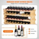 VEVOR 72 Bottle Upgrade Modular Wine Rack, Continuously Store Pinot Bottles, 8-Tier Bamboo Wood Storage Rack, Floor Freestanding Wines Holder Display Shelf, Wobble-Free Shelves for Kitchen Bar Cellar - Image 3