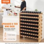 VEVOR 72 Bottle Upgrade Modular Wine Rack, Continuously Store Pinot Bottles, 8-Tier Bamboo Wood Storage Rack, Floor Freestanding Wines Holder Display Shelf, Wobble-Free Shelves for Kitchen Bar Cellar - Image 2
