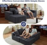 Boneless Couch for Living Room-102 Cloud Couch with Deep Seat,L-Shaped Comfy Sofa for Bedroom,Compressed Sofa in a Box,No Assembly Required(Corduroy,Grey) - Image 3