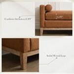 Aoiy & Wifon 66.34" W End of Bed Bench, King Size Upholstered Bench with Pillows for Bedroom/Entryway/Living Room, Leather, Brown - Image 6