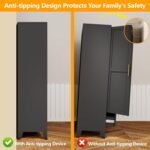 71" H Metal Armoire Wardrobe Closet, Adjustable Shelve, Clothes Metal Wardrobe Cabinet for Bedroom (1 Drawer, Black) - Image 5