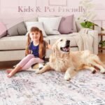 LIVEBOX Machine Washable 5x7 Rug, Pink Rugs for Bedroom Girls, Soft Boho Floral Nursery Rug, Non-Slip Indoor Ultra-Thin Floor Carpet Area Rug for Kid Room Living Room Dorm, Blush/Pink - Image 2