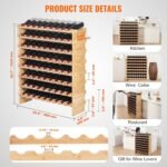 VEVOR 72 Bottle Upgrade Modular Wine Rack, Continuously Store Pinot Bottles, 8-Tier Bamboo Wood Storage Rack, Floor Freestanding Wines Holder Display Shelf, Wobble-Free Shelves for Kitchen Bar Cellar - Image 7