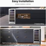 Yeego Wine Fridge Cooler - 15 Inch Wine Fridge Hold 33 Bottles, 40-65°F Wine Refrigerator Glass Door, Built in, Freestanding Under Counter Fridge for Beer Soda Drink Home Bar Office - Image 7