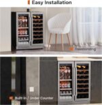 Ca'Lefort 30 Inch Wine and Beverage Refrigerator, 80 Can and 33 Bottle French Door Wine Refrigerator 36-72°F, 3 LED Wine Fridges with Glass Door, Built-in or Freestanding for Home/Kitchen (6.00 cu.ft) - Image 6