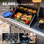 Sophia & William 4-Burner Propane Gas BBQ Grill with Side Burner and Porcelain-Enameled Cast Iron Grates, Stainless Steel Barbecue Grills Outdoor Cooking, Silver Cabinet Style, 42,000BTU - Image 7