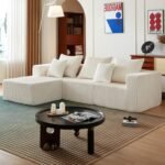 102" Sectional Couches for Living Room,Boneless Cloud Couch,L-Shaped Sofa with Oversized Deep Seat,Comfy Couch for Apartment,Compressed Sofa in a Box,No Assembly Required(Corduroy,Beige) - Image 8