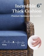 HILLGA Luxury Patio Furniture Set with 6-inch Thick Cushion, Outdoor Couch and High Back Swivel Rocker Patio Chairs, 7PCS Wicker Conversation Set for Deck Yard and Poolside, Blue (V2) - Image 3