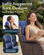 HILLGA Luxury Patio Furniture Set with 6-inch Thick Cushion, Outdoor Couch and High Back Swivel Rocker Patio Chairs, 7PCS Wicker Conversation Set for Deck Yard and Poolside, Blue (V2) - Image 4