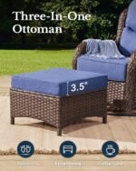 HILLGA Luxury Patio Furniture Set with 6-inch Thick Cushion, Outdoor Couch and High Back Swivel Rocker Patio Chairs, 7PCS Wicker Conversation Set for Deck Yard and Poolside, Blue (V2) - Image 7